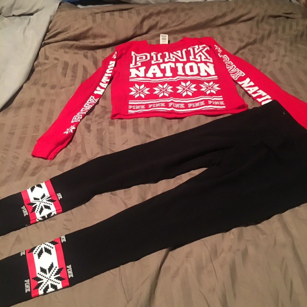 Pink long sleeved T-shirt AND matching yoga pants